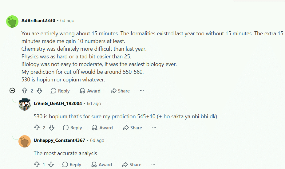 NEET Cutoff Marks 2026 reddit