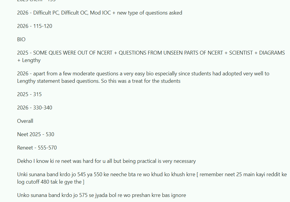 NEET 2026 MBBS Cutoff Reddit
