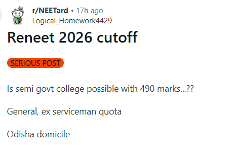 NEET Cutoff Reddit Prediction
