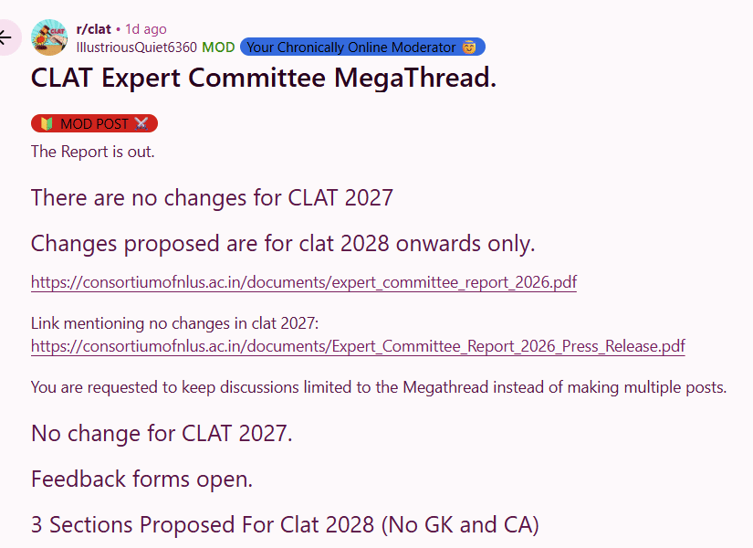 CLAT 2027 Reddit