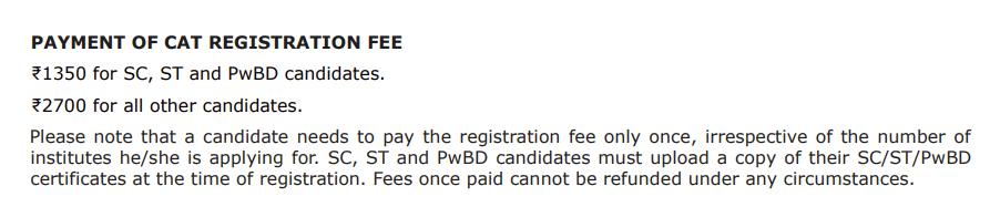 CAT 2026 Registration Fee