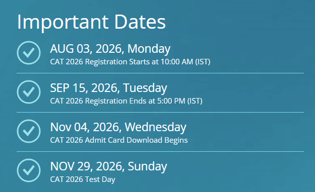 CAT 2026 Important Dates for Application