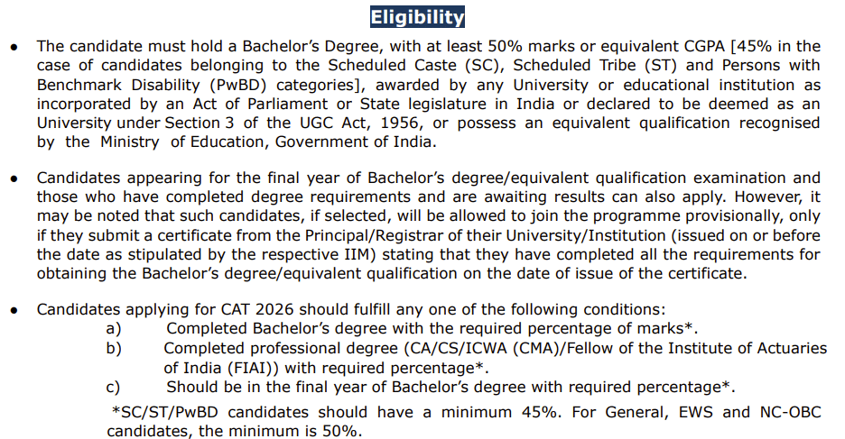 CAT 2026 Eligibility 