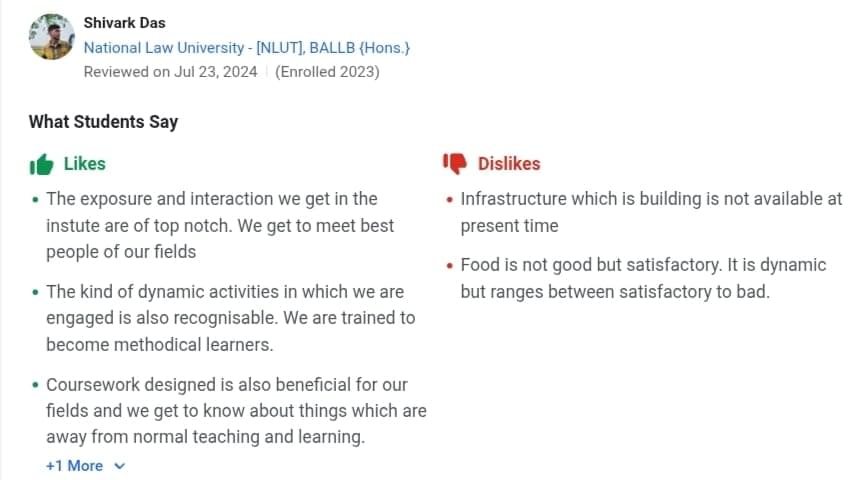 NLU Tripura Student review