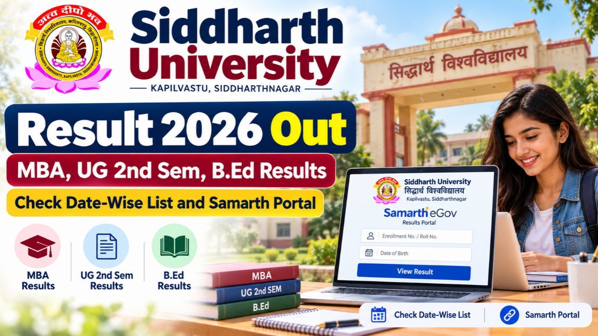 Siddharth University Result 2026 Out: MBA, UG 2nd Sem, B.Ed Results; Check Date-Wise List and Samarth Portal