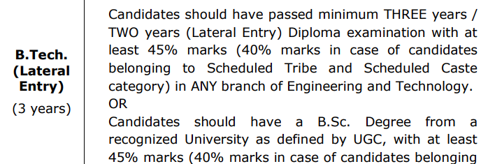 Silicon University B.Tech Lateral Eligibility