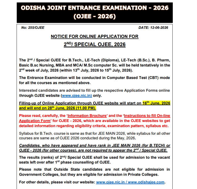 Special OJEE 2026