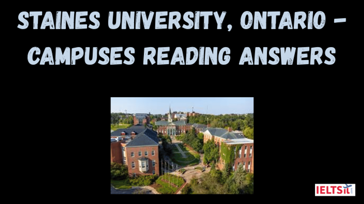 Staines University, Ontario - Campuses Reading Answers