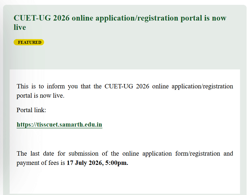 TISS UG Admission 2026