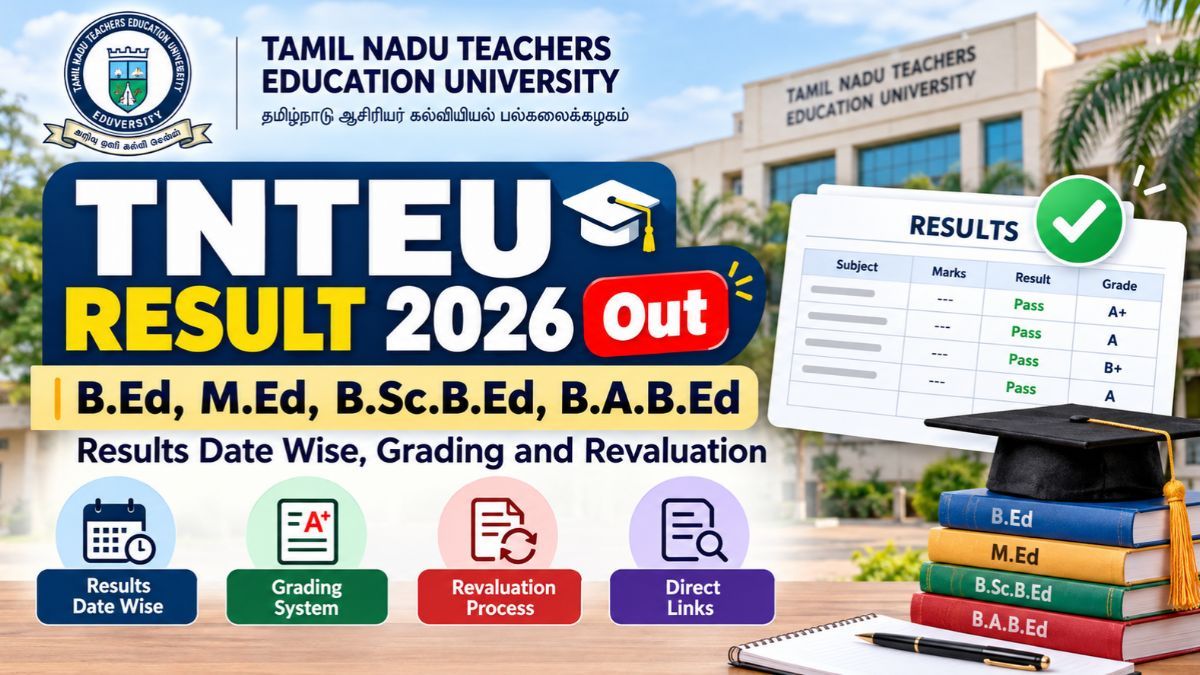 TNTEU Result 2026 Out: B.Ed, M.Ed, B.Sc.B.Ed, B.A.B.Ed Results Date Wise, Grading and Revaluation