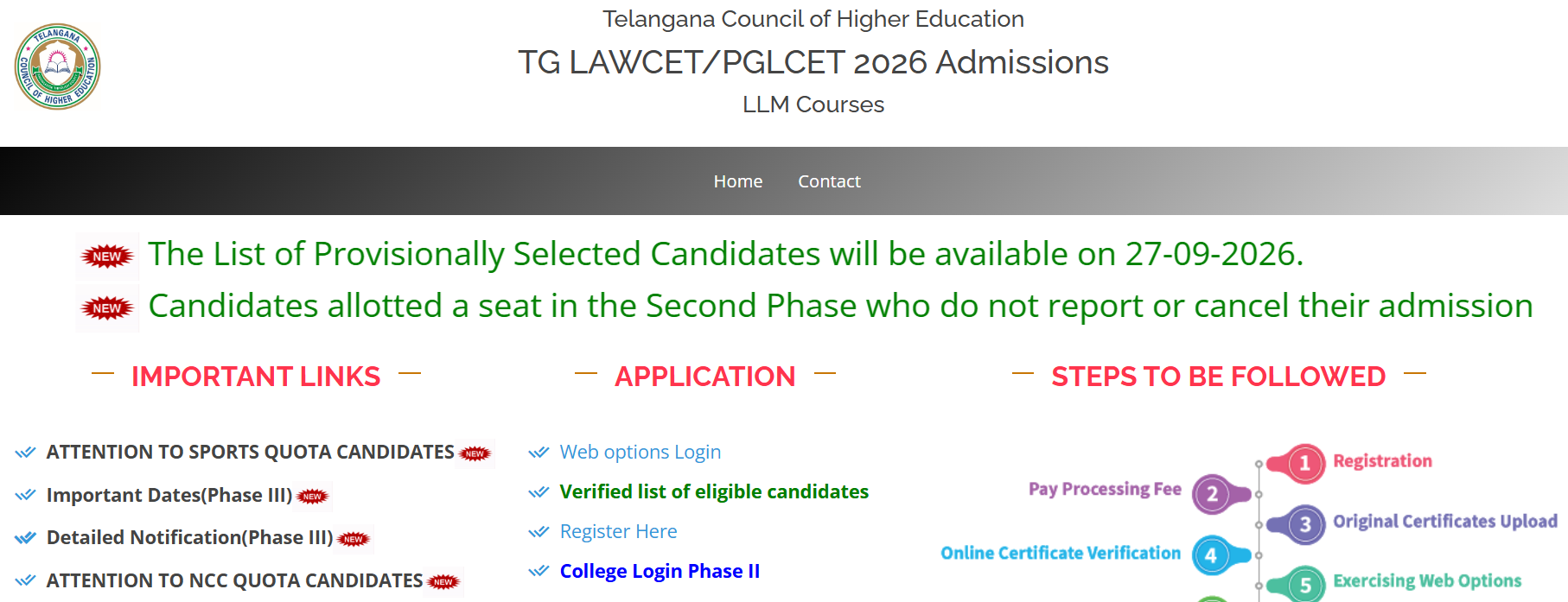 TS LAWCET and PGLCET Phase 3 Key Details&nbsp;