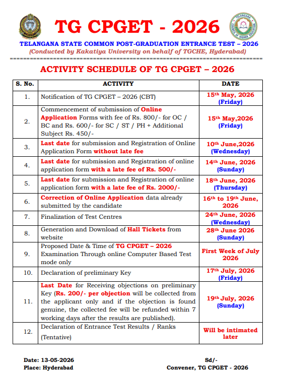 TG CPGET 2026 Registration Begins