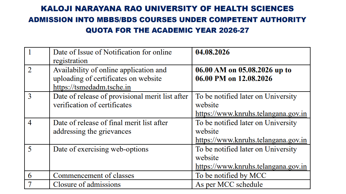 Telangana NEET UG Counselling 2026