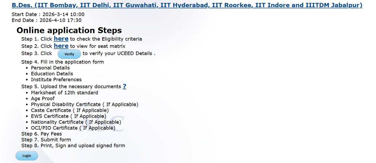 UCEED 2026 Counselling process