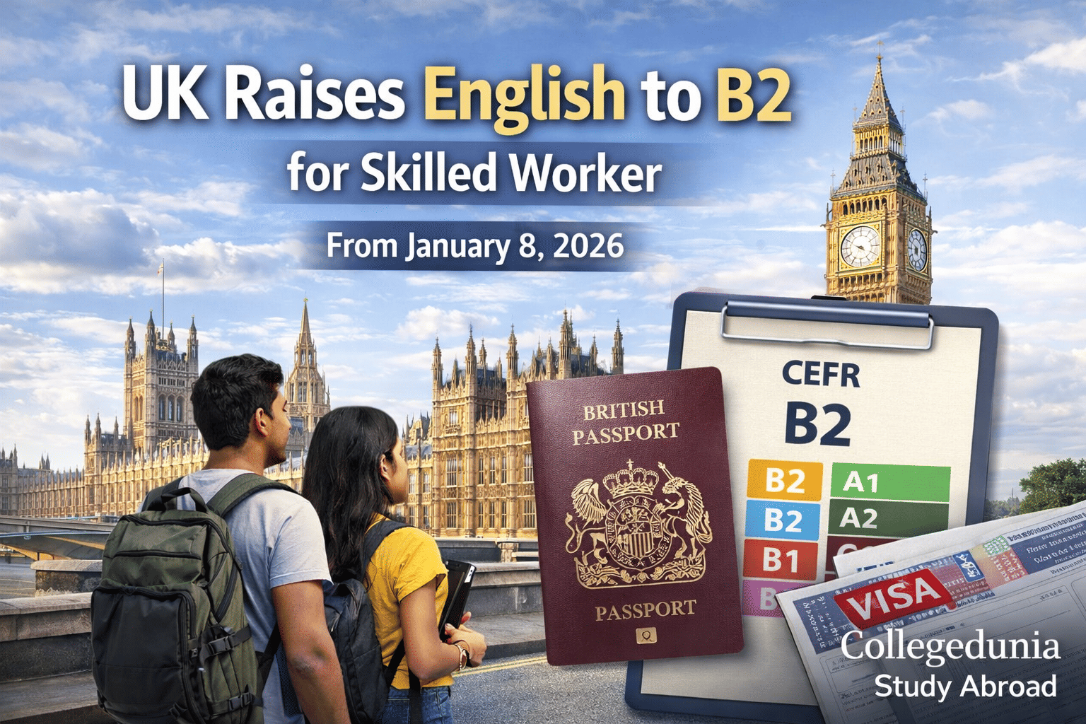 UK raises English requirement to B2 for Skilled Worker from Jan 8
