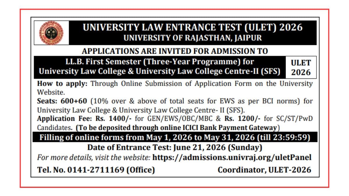 ULET 2026 Registrations Open Till May 31