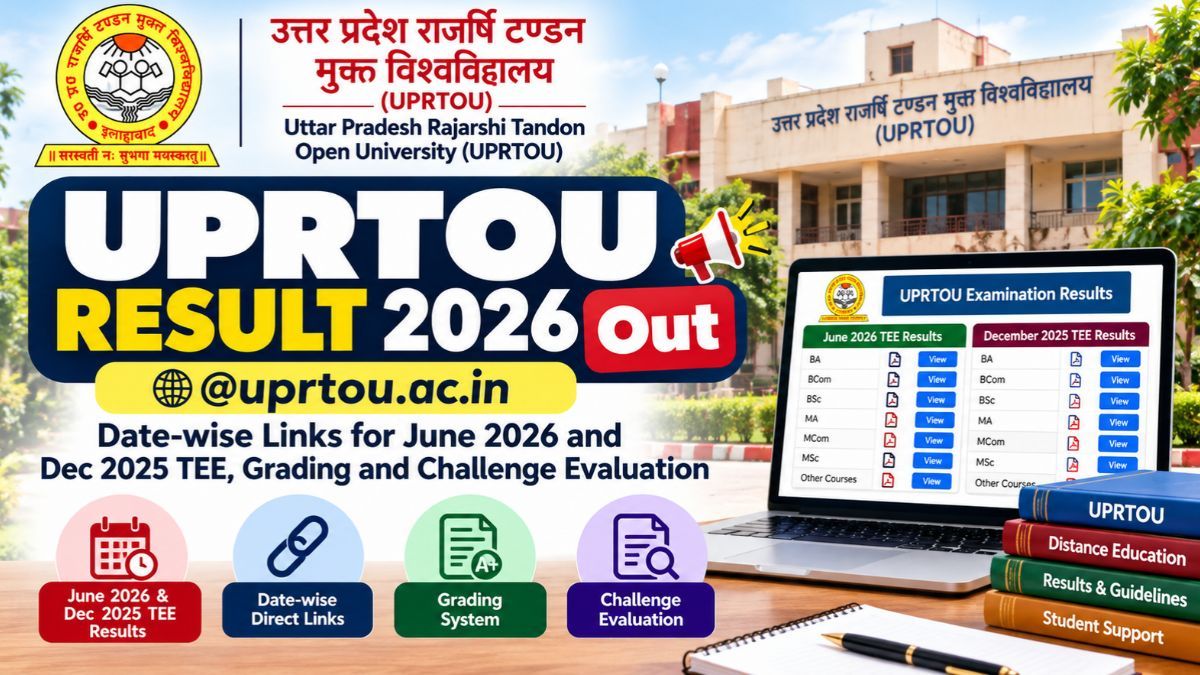 UPRTOU Result 2026 Out @uprtou.ac.in: Date-wise Links for June 2026 and Dec 2025 TEE, Grading and Challenge Evaluation