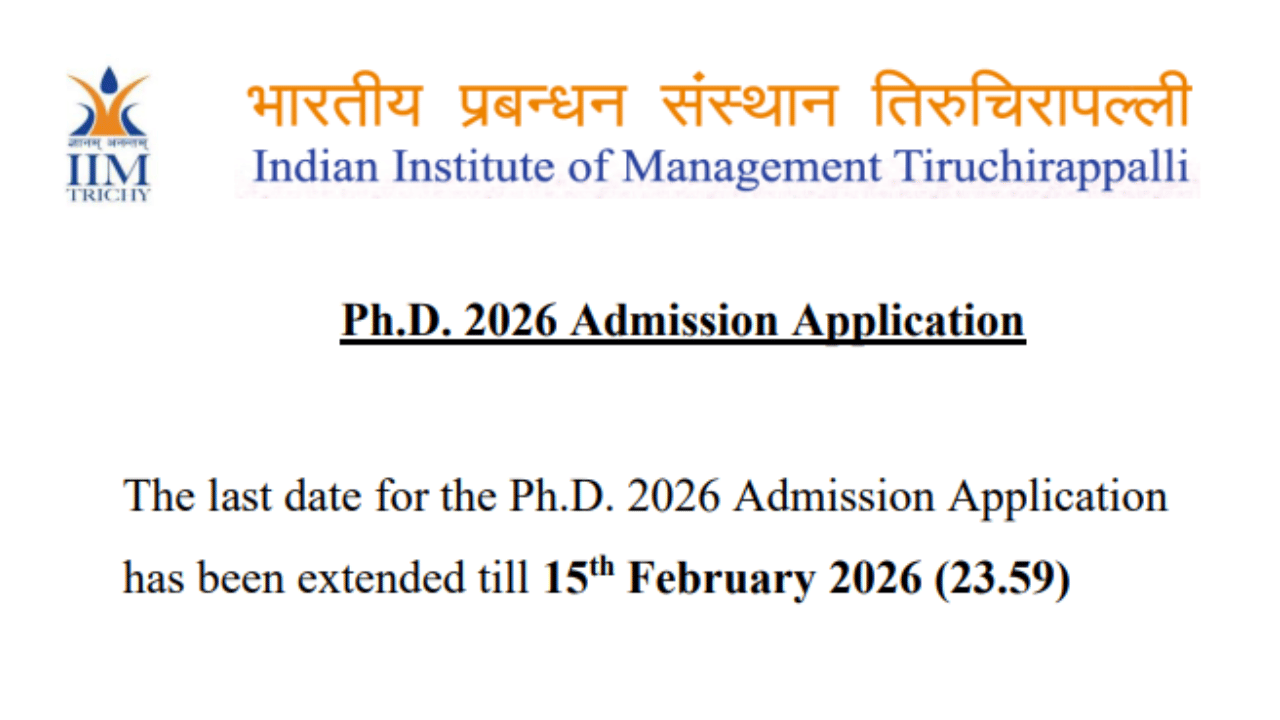 IIM Trichy PhD Admission 2026 @iimtrichy.ac.in