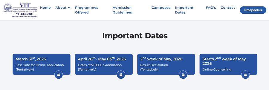 VITEEE 2026 Dates