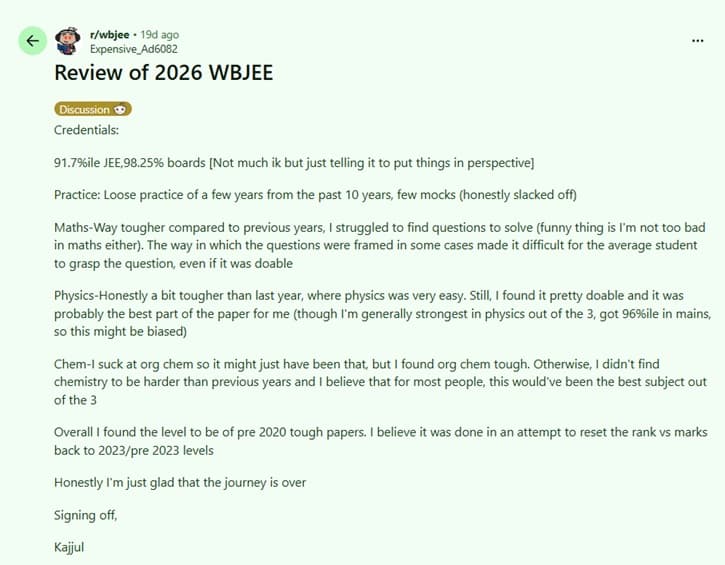 WBJEE 2026 Review