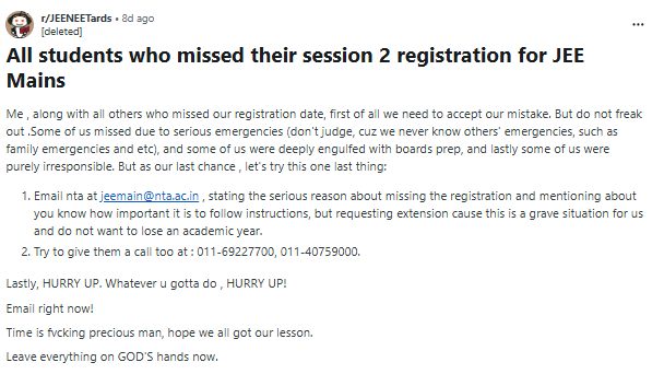 What to Do If I Have Missed JEE Main Session 2 Registration