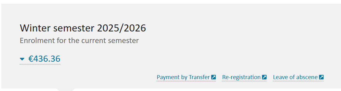 Winter semester fees