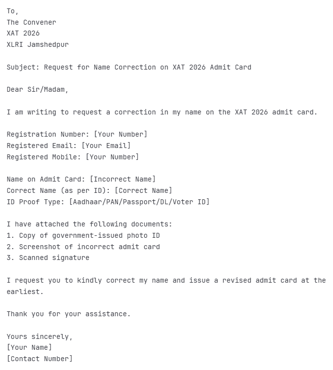 Step-by-Step Process to Correct Name on XAT 2026 Admit Card
