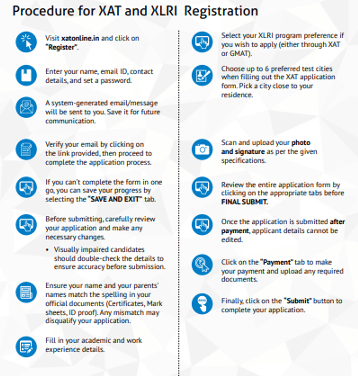 XAT Registration process