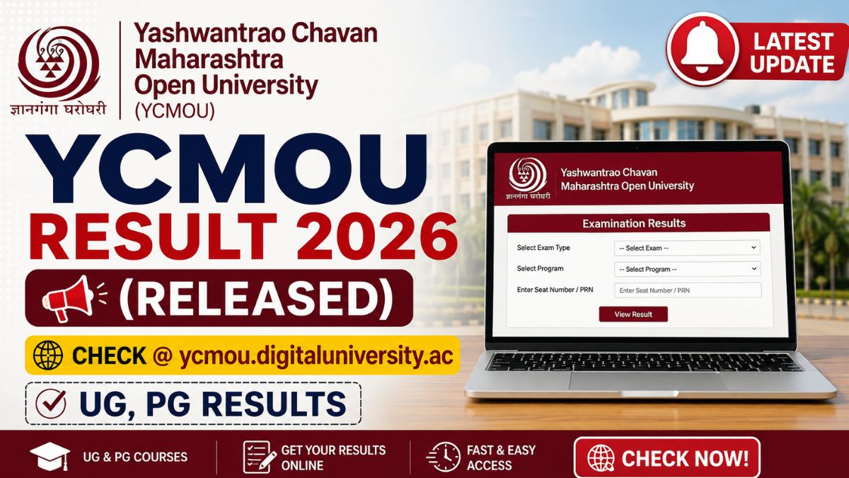 @Create image YCMOU Result 2026  (Released) Check @ycmou.digitaluniversity.ac: UG, PG Results  