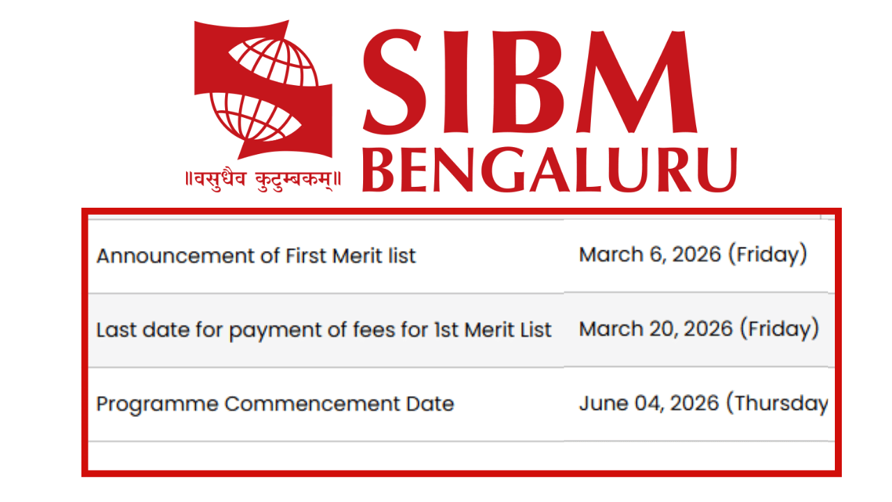  SIBM Bengaluru MBA 2026 First Merit List @sibmbengaluru.edu.in