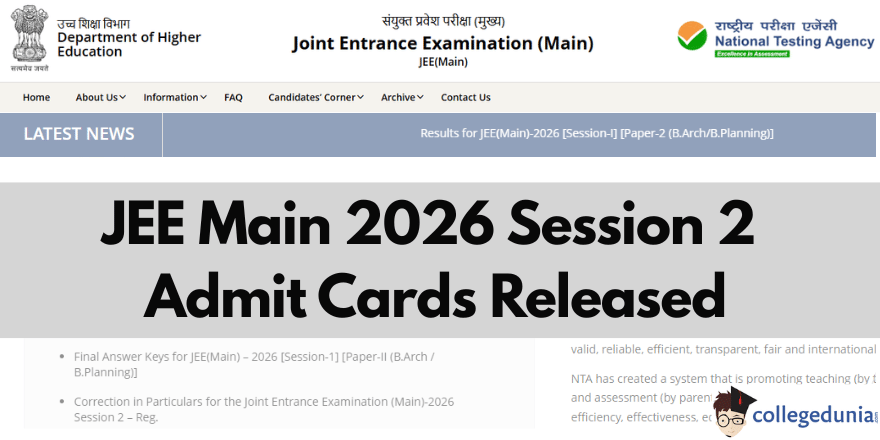 JEE Main 2026 Session 2 Admit Cards Released