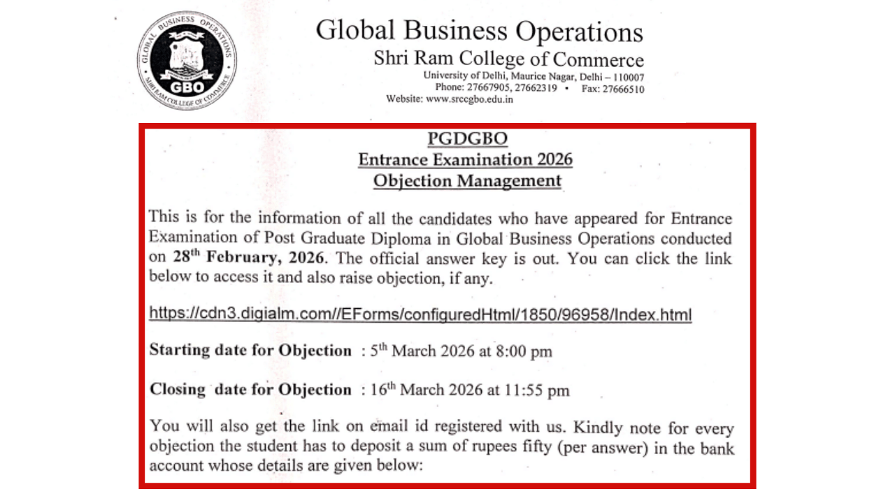 SRCC GBO 2026 Answer Key