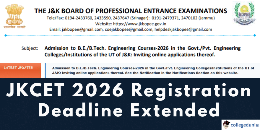 JKCET 2026 Registration Deadline Extended