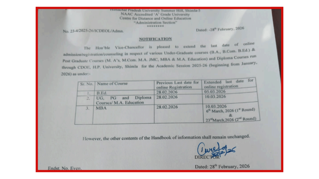  ICDEOL Admission 2026 @hpuniv.ac.in