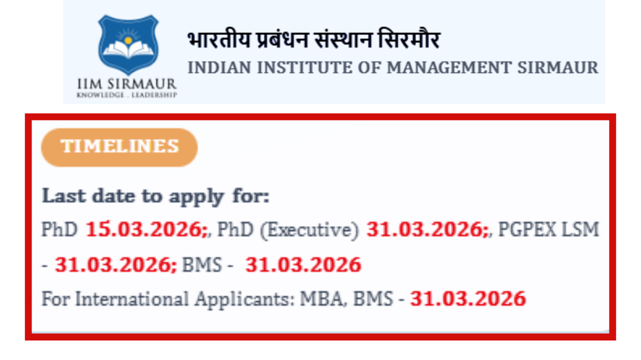 IIM Sirmaur PGPEX-LSM Admission 2026 @iimsirmaur.iqdigit.com