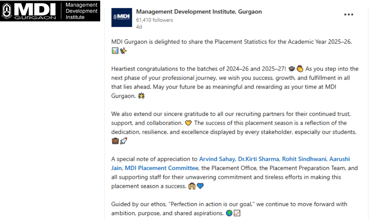 Image Source: LinkedIn @mdi.ac.in