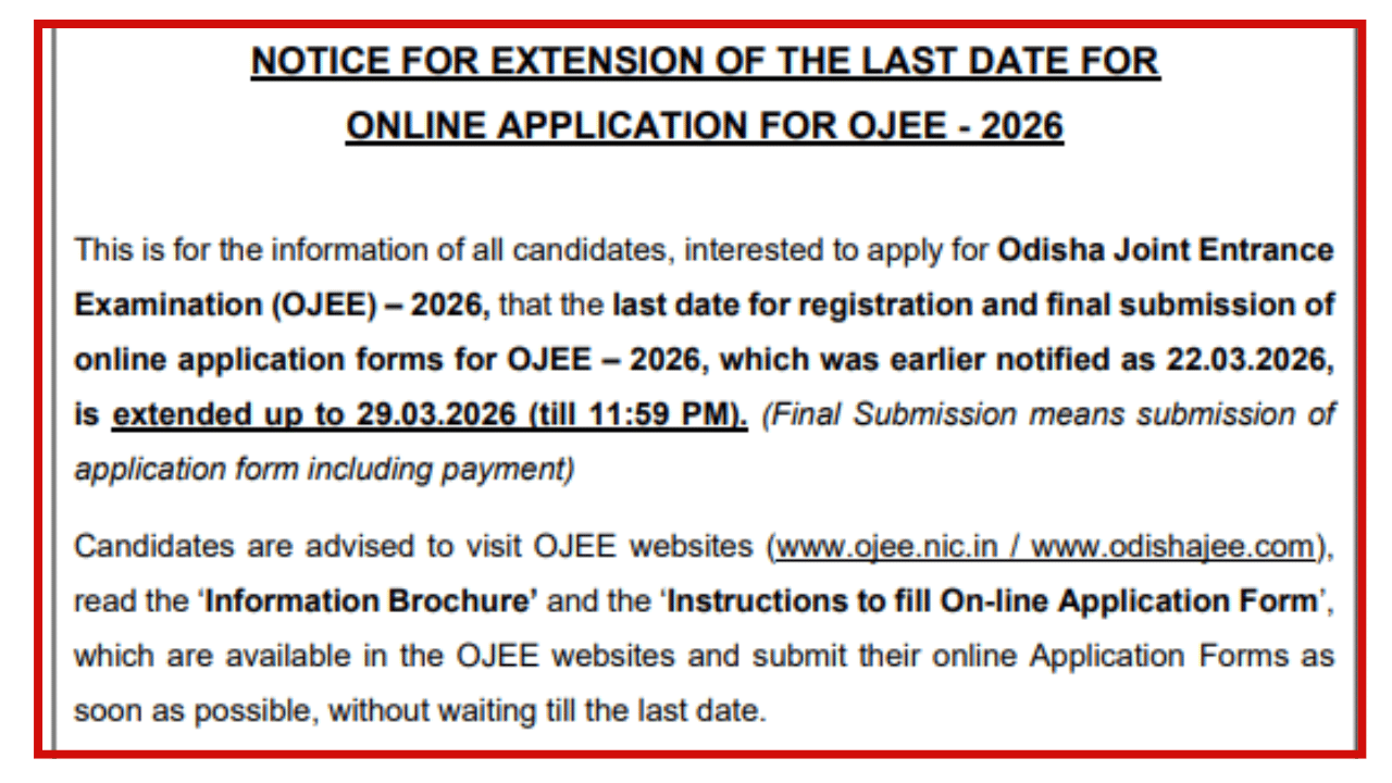 Image Source: @ojee.nic.in