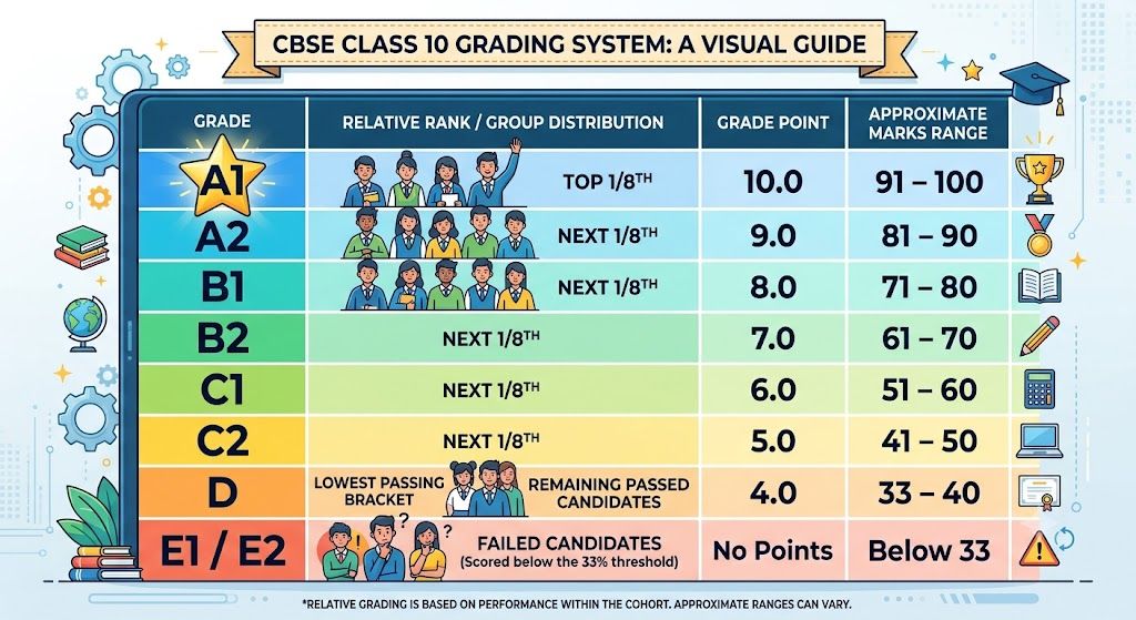 Grading system followed for CBSE Class 10 board exams