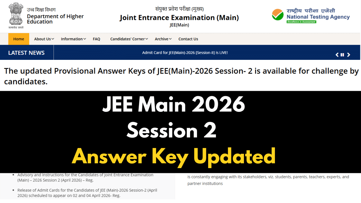JEE Main 2026 Session 2 Answer Key Updated