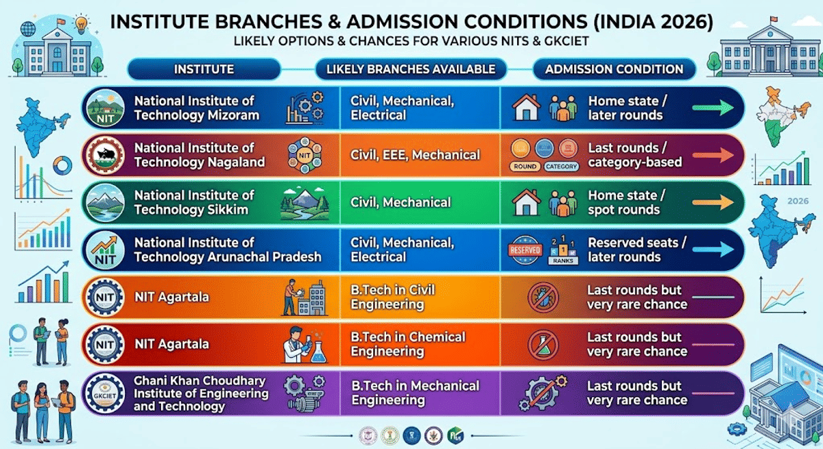 Government Colleges Through JoSAA (Very Limited Options
