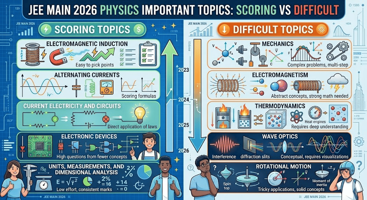 Most Scoring and Difficult JEE Main 2026 Physics Important Topics