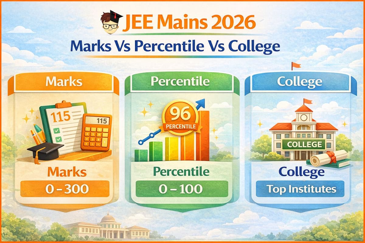 JEE Mains 2026 Marks Vs Percentile Vs College