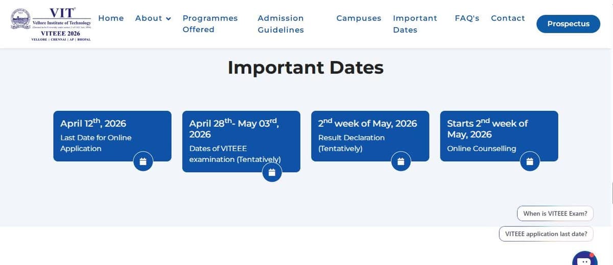 VITEEE 2026 Exam Date