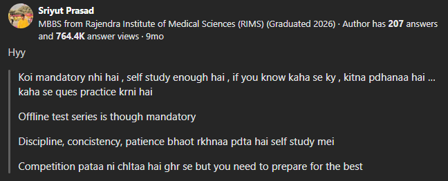 Quora Discussion on Is Coaching Necessary for Cracking BITSAT