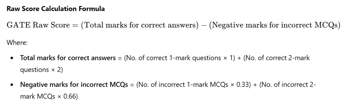 Raw score calculating formula