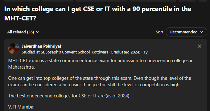 90 Marks in MHT CET Percentile: Quora Discussion