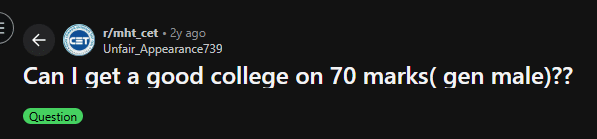 Reddit Discussion on MHT CET 2026 Category Wise Cutoff