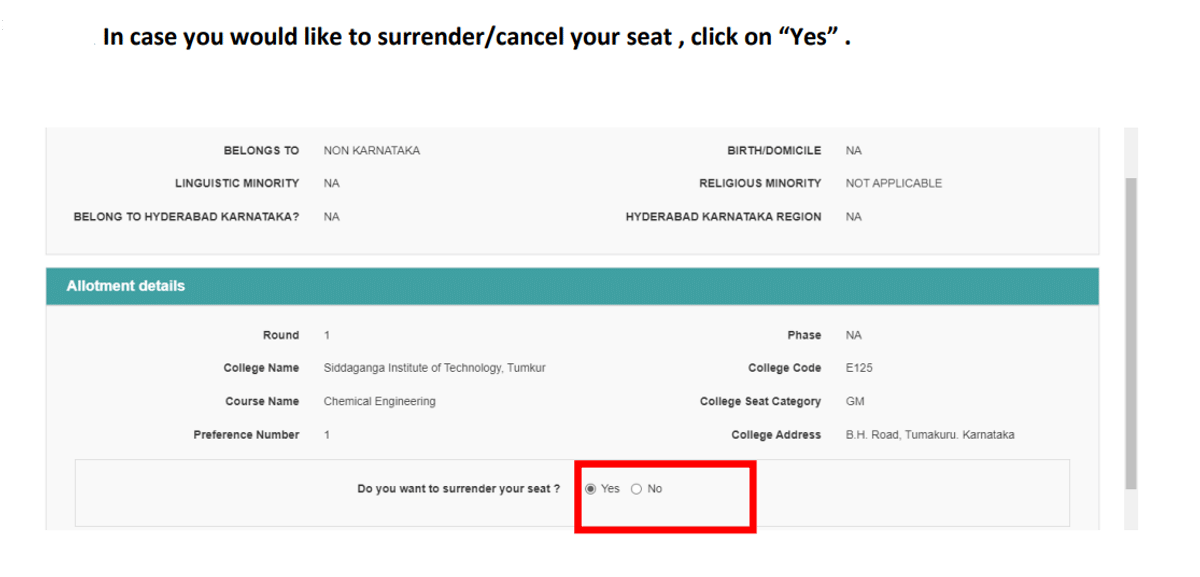 How to Surrender/Cancel COMEDK Seat