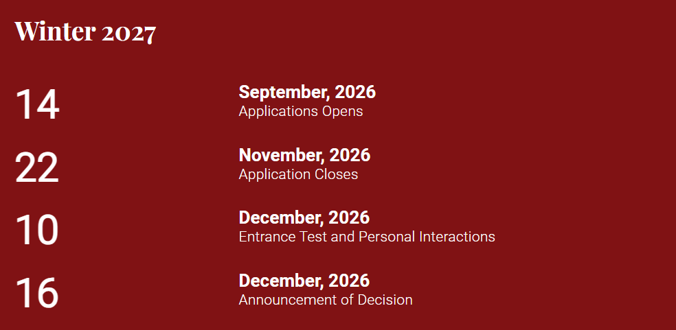 Ahmedabad University PhD Winter 2027 Important Dates