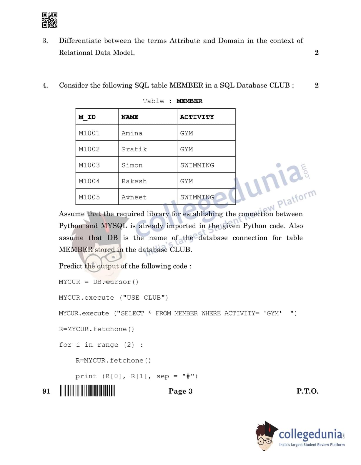 CBSE Class 12 Computer Science Question Paper 2022 with Answer Key ...